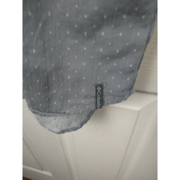 Columbia Men's XL Shirt Grey White Swiss Dot Collared Shirt Sleeve Button Front - Picture 3 of 8